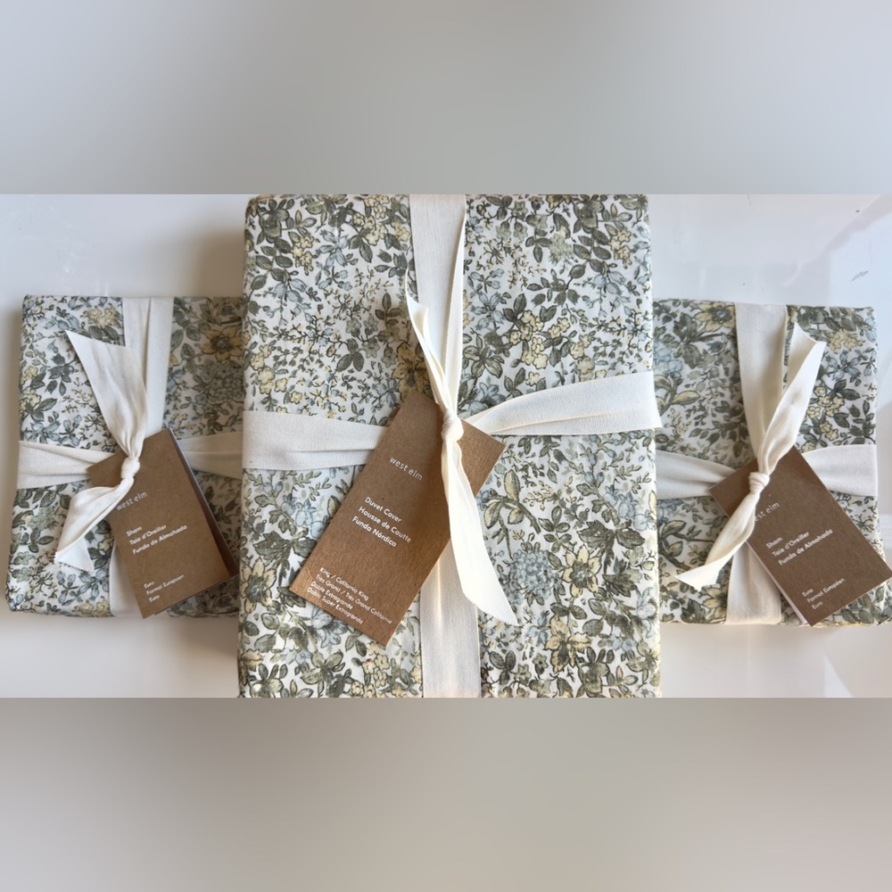 West Elm Frankie Floral Reversible Duvet Cover & Euro Shams, NWT, Retail $247